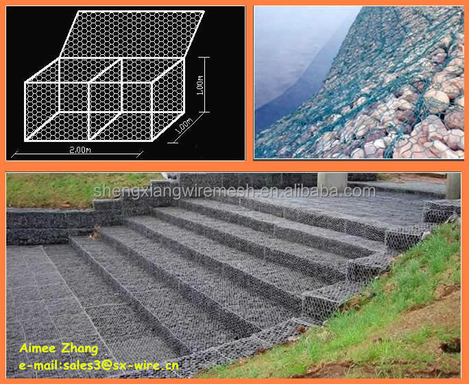 Zincato a caldo pietra gabbia/box gabbione/rock pieno di cestini ... Gabbie zincate per recinzioni in sassi