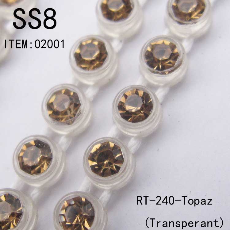 Transperantラインストーンカップチェーンss8,婦人バッグ衣類宝石の装飾的なラインストーンバンディング、 10ヤード/card( rt- 240- ab- ミックス)問屋・仕入れ・卸・卸売り
