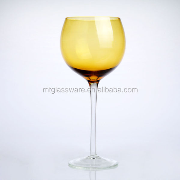 Hot selling color change red wine glass with clear stem,bubble wine glass,packaging boxes