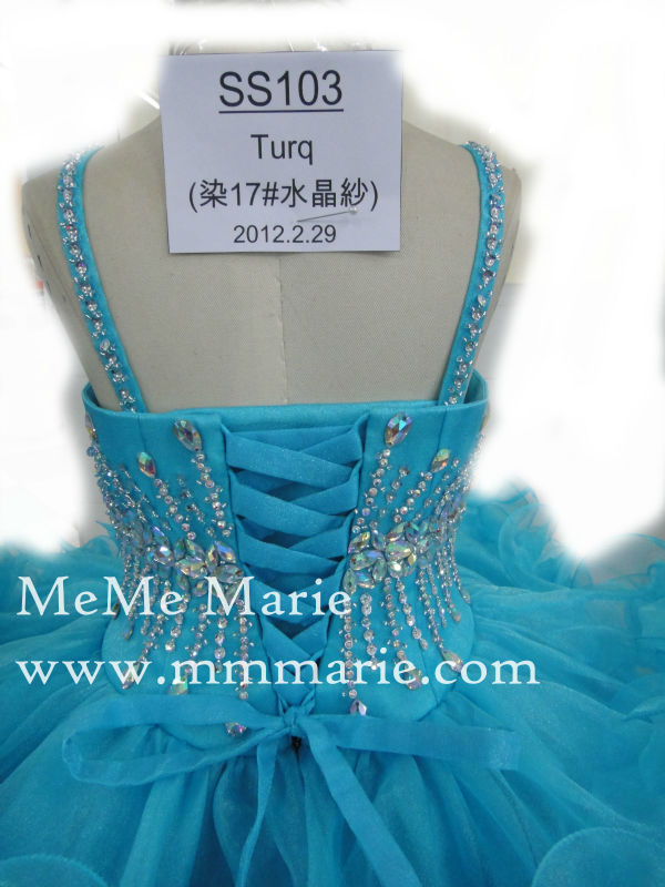 着色されたフラワーガールのドレスの細い肩カップケーキドレス女の子のページェントuf-1103ストーンつきワンピース問屋・仕入れ・卸・卸売り