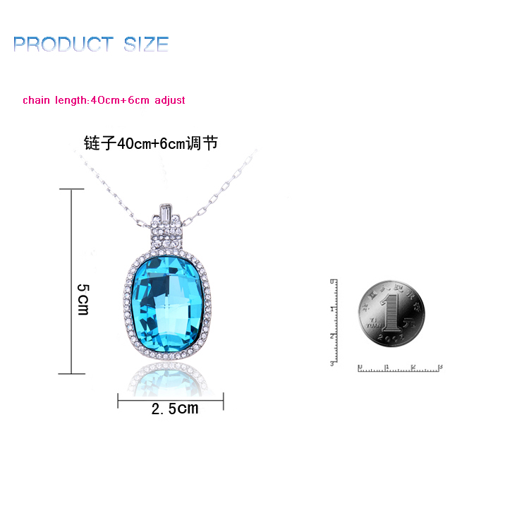 新しいファッションシャイニング2014年高- グレード水晶のペンダントファッションエレガントな青色の角の丸い正方形のヴィンテージ鎖骨のネックレス卸売問屋・仕入れ・卸・卸売り