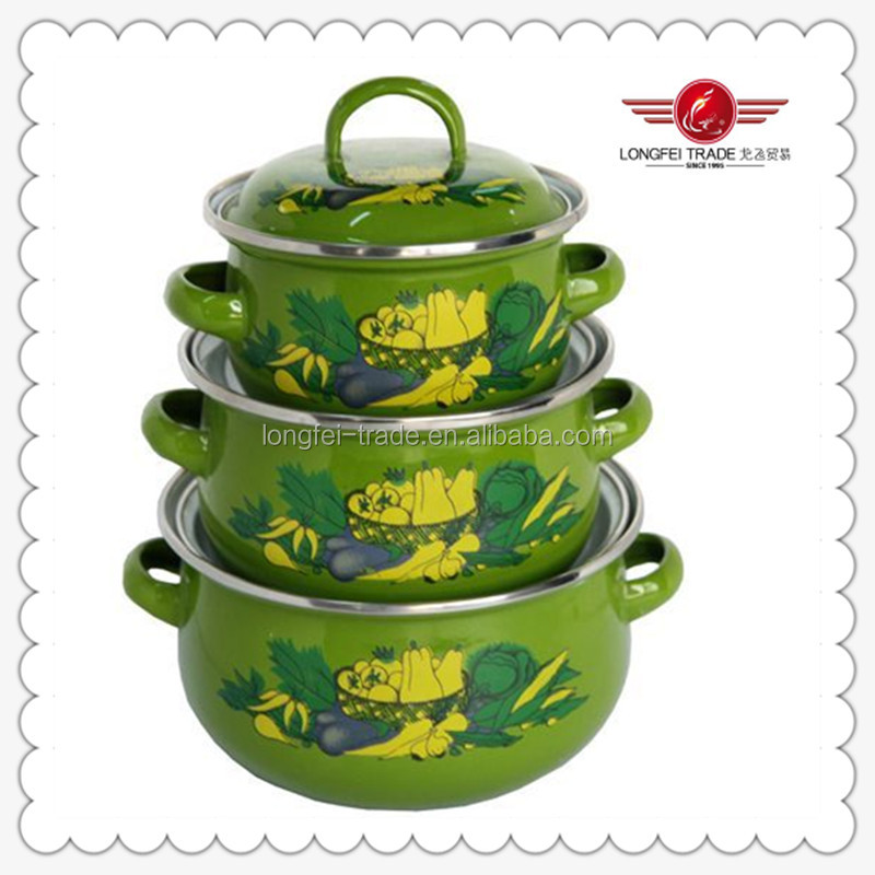鋳鉄調理器具エナメルポットエナメル仕上げ3pc/set12-14-16cmカバー問屋・仕入れ・卸・卸売り