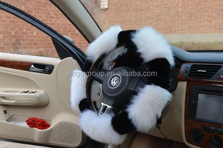 オーストラリアのシープスキン、 長い髪のヤギの毛皮の車のステアリングホイールカバー、 卸売プロのカスタマイズされた、 任意の色、 red+black、 as0401-2問屋・仕入れ・卸・卸売り