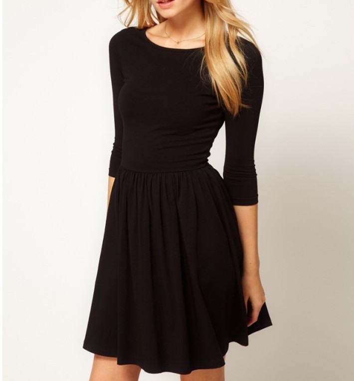 Black Short Long Dresses With Sleeves