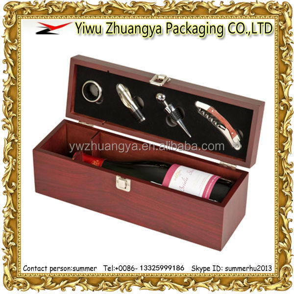 Elegant Matte Lacquer Red Wine Wooden Single Bottle Gift Box Wholesale