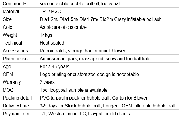 Advanced inflatable bubble ball suit for football inflatable ball suit