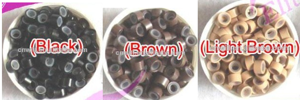 茶色の羽リングシリコンマイクロビーズヘアーエクステンションツールシリコーンビーズ5.0mmx3.0mmx3.0mmマイクロビーズ問屋・仕入れ・卸・卸売り