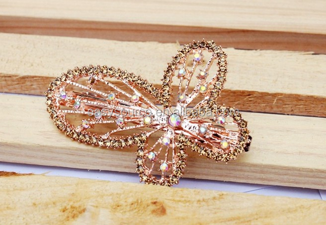 新しいスタイルファンシーローズゴールドbutterly形のヘアクリップ問屋・仕入れ・卸・卸売り