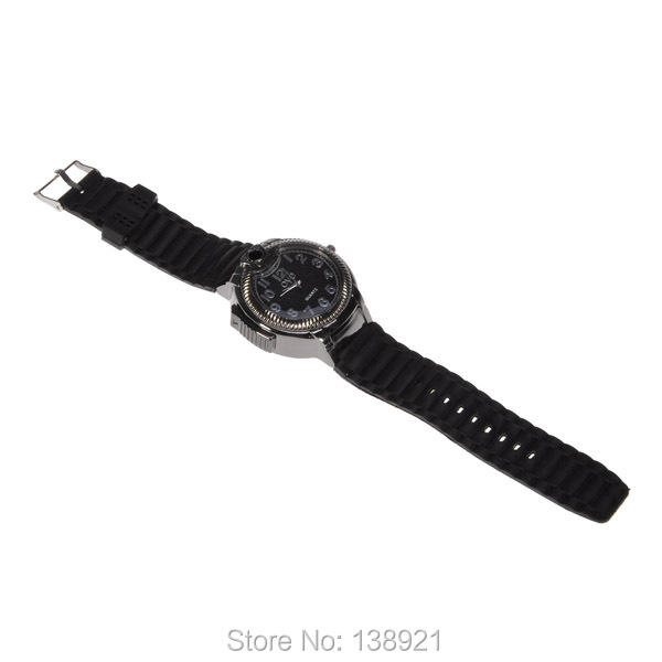 Novelty 2-in-1 Butane Silica Strap Quartz Wrist Watch Gas Refillable Butane Cigarette Lighter Torch Men\\\'s Christmas Birthday Gift-Black (3)