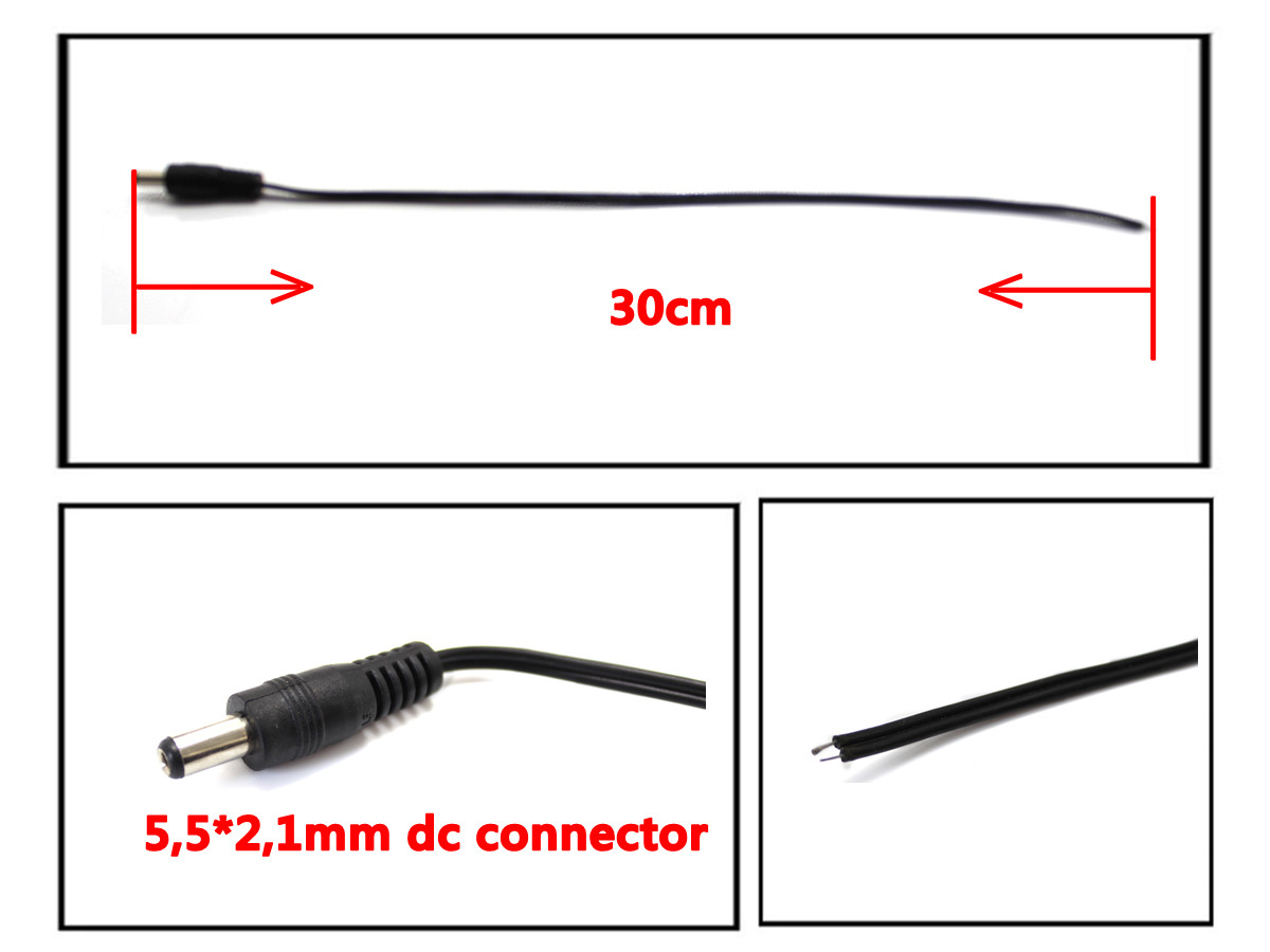 フラット30cm5.5*2.1mm26awg型電気電源dcケーブル販売のための、 led仕入れ・メーカー・工場