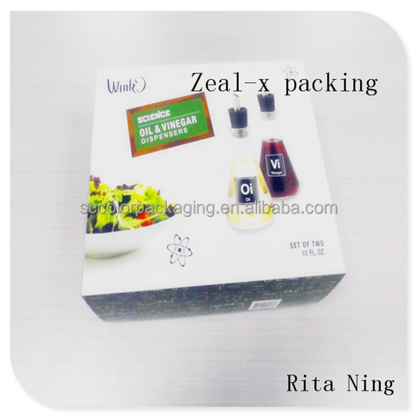 Recycled paper box with red wine with pvc insert