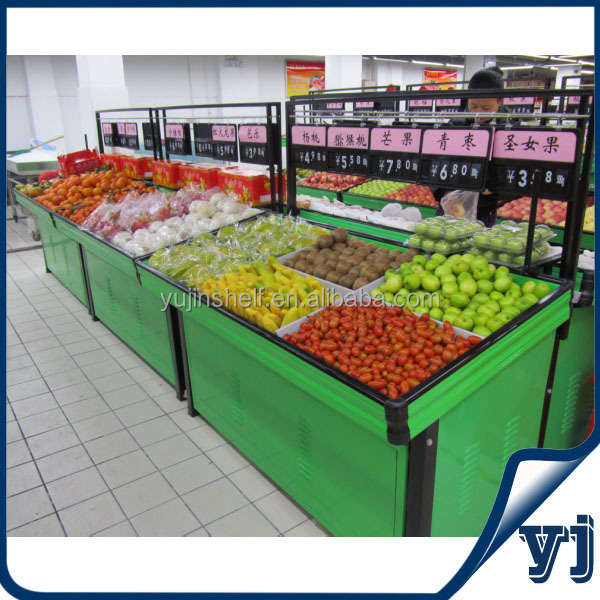 異なる種類の金属の果物野菜ディスプレイラック/スーパーマーケットの略仕入れ・メーカー・工場