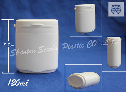 custom made oval shape HDPE plastic chocolate candy bottle/jar, HDPE chewing gum bottle with tear off cap 120ML