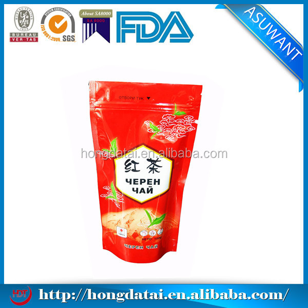 stand up tea bag with zipper AL material packaging