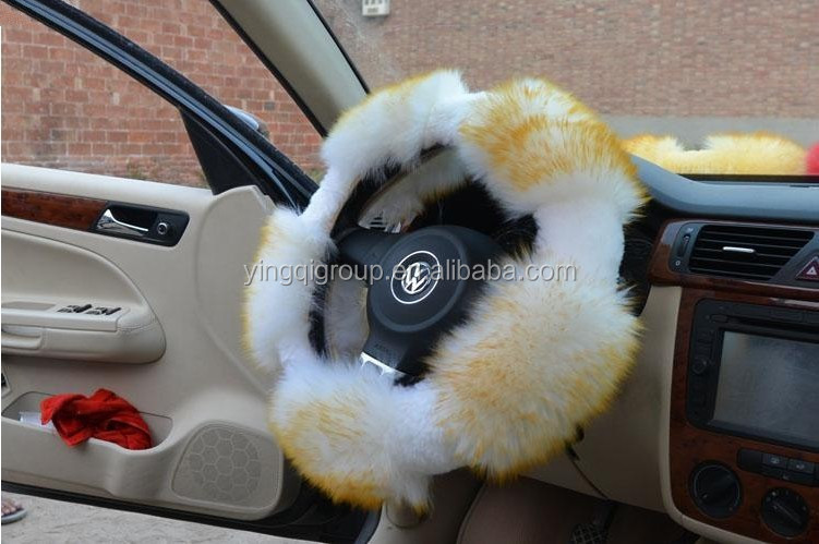 オーストラリアのシープスキン、 長い髪のヤギの毛皮の車のステアリングホイールカバー、 卸売プロのカスタマイズされた、 任意の色、 red+black、 as0401-2問屋・仕入れ・卸・卸売り
