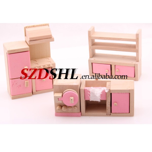 ピンクの家具のための木のおもちゃドールハウス飾るキッチンたり、 再生する子供のための問屋・仕入れ・卸・卸売り