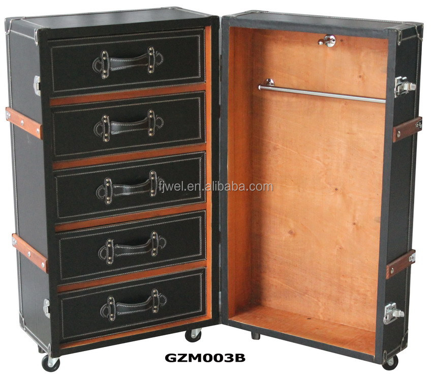 Matte Black Leather Luggage Trunk Buy Leather Wardrobe Trunk