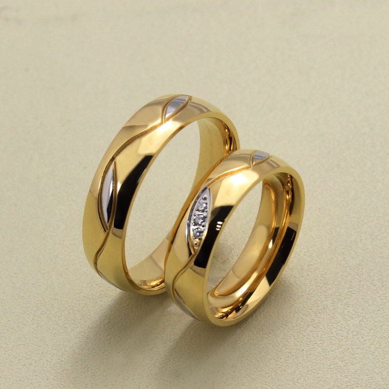 wholesale fashion cz diamond couple rings for men women 18k gold plated stainless steel wedding ring pair fine jewelry anillos gold rings eternity rings - Wedding Rings For Men And Women wholesale fashion cz diamond couple rings for men women 18k gold plated stainless steel wedding ring pair fine jewelry anillos gold rings eternity rings - Wedding Rings For Men And Women