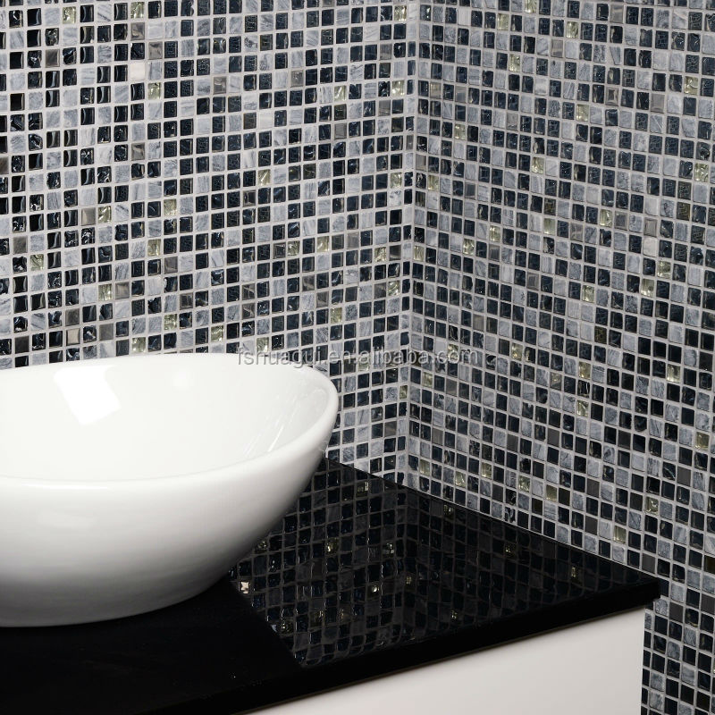 15 x 15 nuageux marbre gris noir poli concave convexe carreaux ... Dosseret décor Gris
