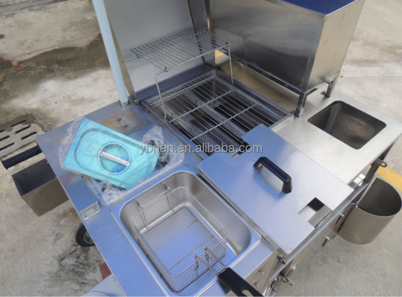 Multi-functional Snack Vending Cart Gas/Electric mobile food cart with wheels and awning BN-617