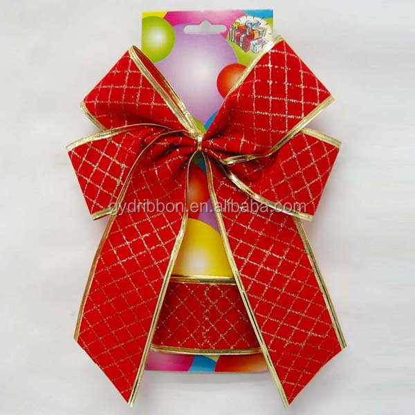 クリスマスツリーormamentた赤いベルベットのリボンの弓、 サテンの蝶ネクタイ仕入れ・メーカー・工場