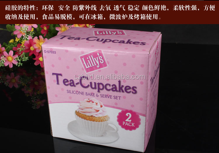 Wholesale 100% Food Grade Silicone Teacup Cupcake Mold for Cake Decorating