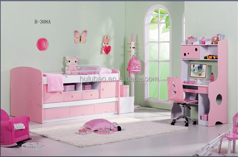 Kids Bedroom Furniture Pink Color Bunk Beds For Girls B308 View Pink Bunk Bed Baohulu Hulubao Cheap Bunk Beds Product Details From Guangdong Hulubao