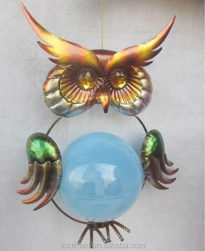 2014 new and hot selling me<em></em>tal owl wind chimes owl hanger wall decoration home decoration問屋・仕入れ・卸・卸売り
