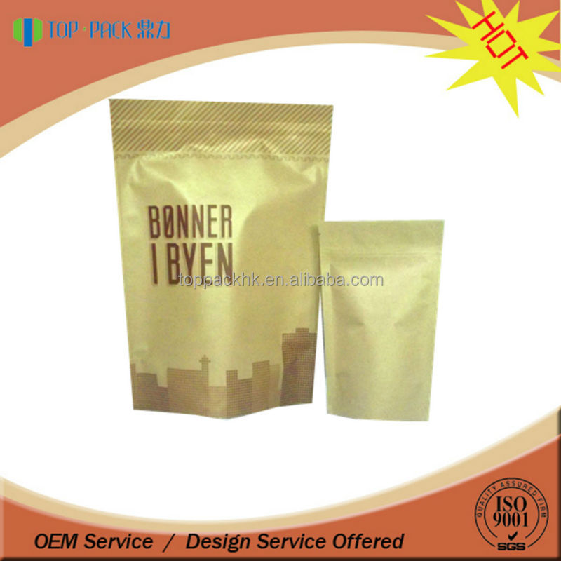 Food grade kraft paper bag/ Doypack standing up plastic kraft paper tea bag