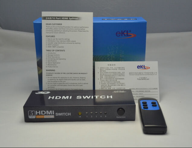 熱い販売、 金属5eklポートhdmiスイッチ、 入力1出力5リモコン付き、 中国の製造元問屋・仕入れ・卸・卸売り
