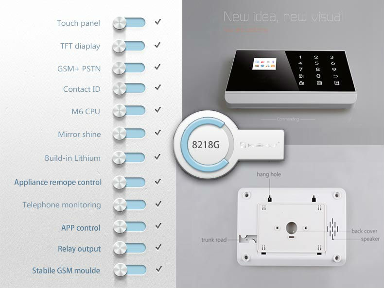 IOS/ANDROID App alarm system with Russia language gsm alarm touch panel gsm alarm security (KR-8218G)問屋・仕入れ・卸・卸売り