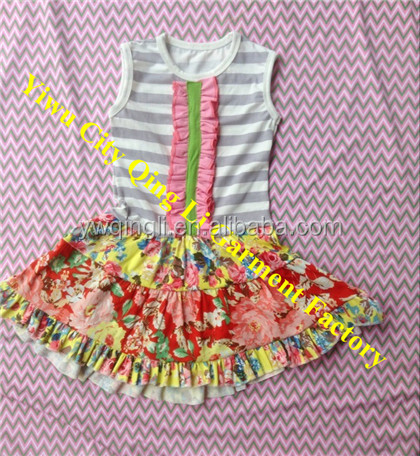 小さな女の子トップデザインスタイリッシュブティックの服子供の幼児の赤ん坊のレッドビブフリル袖なしの綿の夏のためのtシャツ仕入れ・メーカー・工場