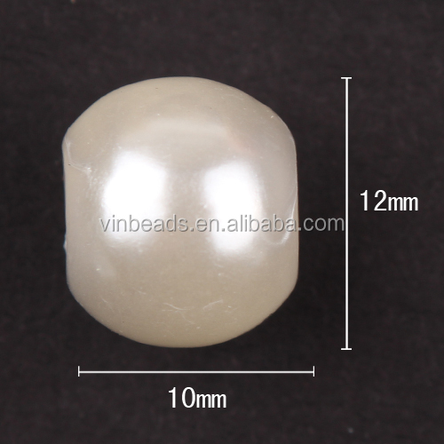 大きな穴5mm10*12mmパールビーズ、 分厚いパールホワイトアクリル装飾用ビーズ問屋・仕入れ・卸・卸売り