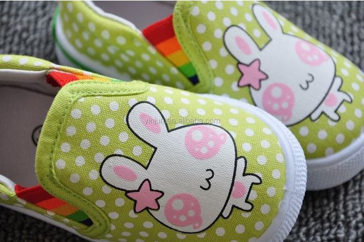 ファッション黄色の波ポイントウサギの女の子カジュアルキャンバスシューズ問屋・仕入れ・卸・卸売り