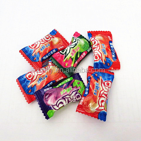 cobblestone like hard coated center filling chewing bubble gum best gum candies