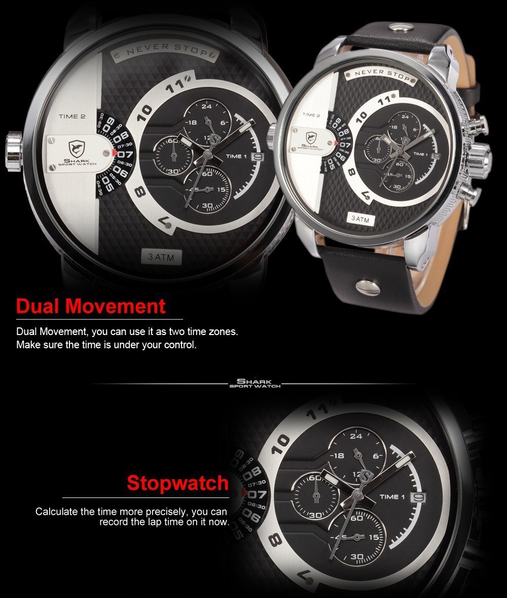 Brand New Shark Luxury Brand Sport Watches Chronograph Stopwatch