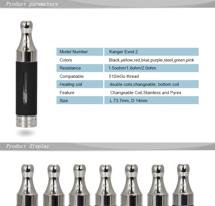 2014 Kanger Evod 2 clearomizer dual coil atomizer Kanger evod 2