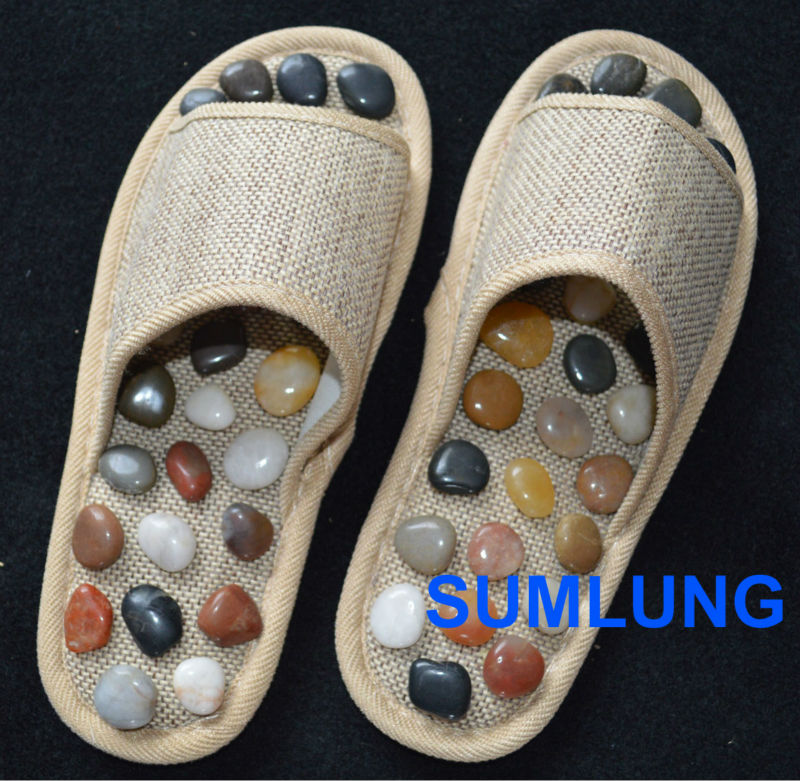 自然な小石マッサージスリッパ男性と女性のための健康靴足の指圧磁気療法リフレ仕入れ・メーカー・工場