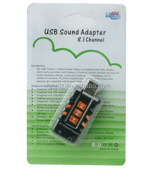 Usbサウンドカード8.1/クリエイティブなサウンドカード/windowsxp用のサウンドカード/の楽音チップカード問屋・仕入れ・卸・卸売り