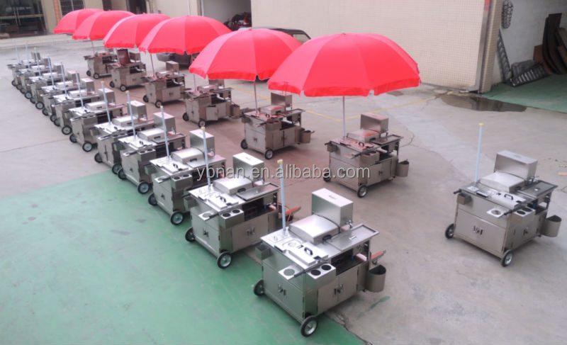 Multi-functional Snack Vending Cart Gas/Electric mobile food cart with wheels and awning BN-617
