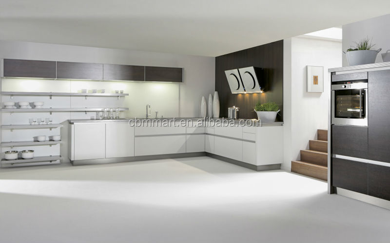 Moderne hoogglans blauwe keuken kastontwerp/u vorm keukenkast ...