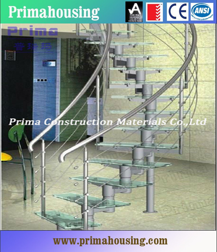 高度な螺旋階段階段の手すりのデザインガラス/pr-c02の階段のサプライヤー問屋・仕入れ・卸・卸売り