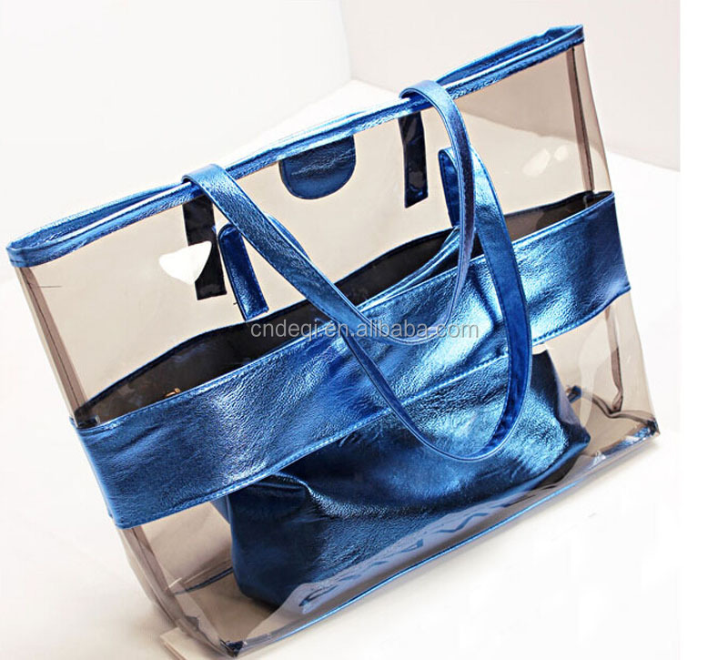 Clear Pvc Bag New Splicing Leather Pvc Beach Bag Buy Beach Bag,Clear
