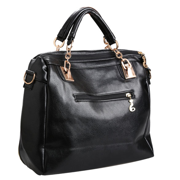 Korea Style Women's PU Leather Split Joint Rivet Handbag Shoulder
