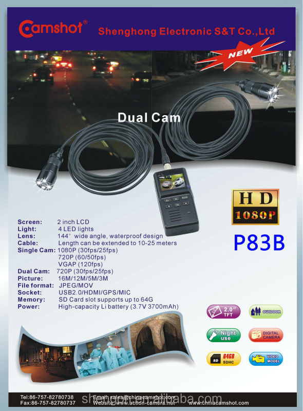 中国の製造元2014年最新hd1080p警察p83bカメラデュアルレンズ問屋・仕入れ・卸・卸売り