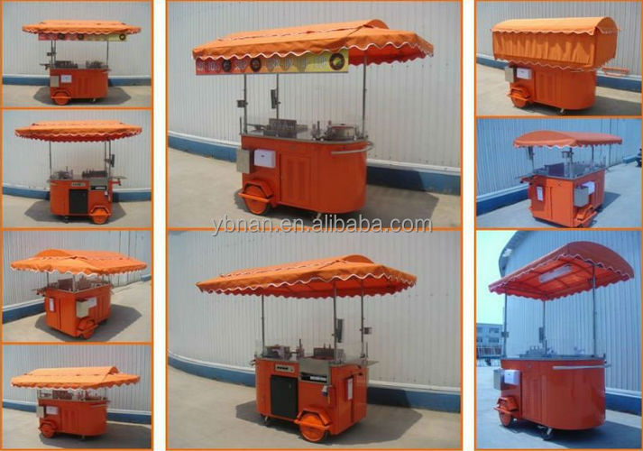 Multi-functional Snack Vending Cart Gas/Electric mobile food cart with wheels and awning BN-617