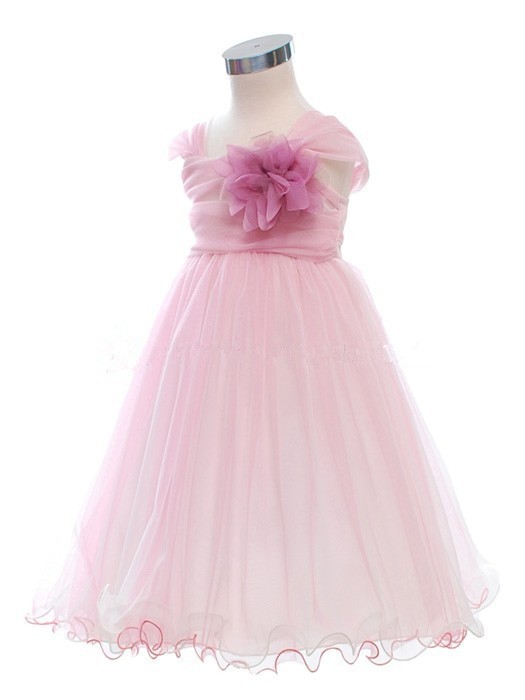 新しいファッションの肩の花yl-h1972014年キャップスリーブピンクの床長さのフラワーガールのドレス問屋・仕入れ・卸・卸売り