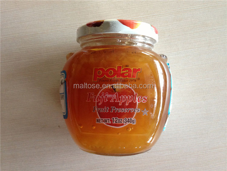 canned glass jar peach jam/ peach syrup with pulp