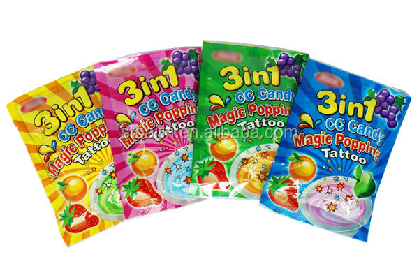 Grape flavor poping candy Ice cream with tatto