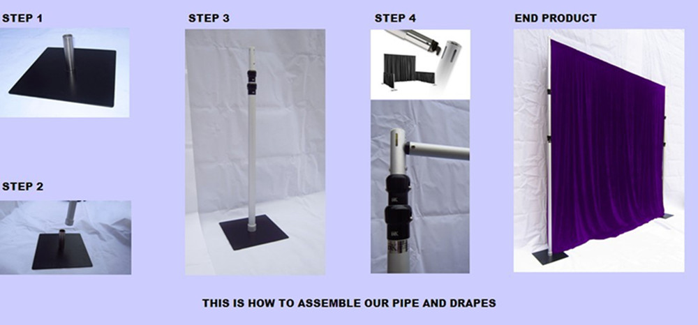 Wedding Pipe And Drape Stage Backdrop With Red Drapery Portable
